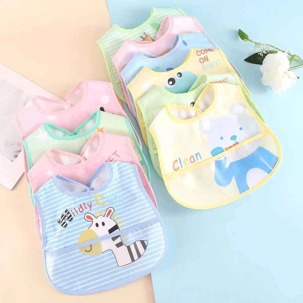 Random 5pcs Cartoon Animals Waterproof Bibs Baby Kids Girls Boys Waterproof Saliva Toddler Feeding Bibs Baby Bibs Aprons Adjusab
