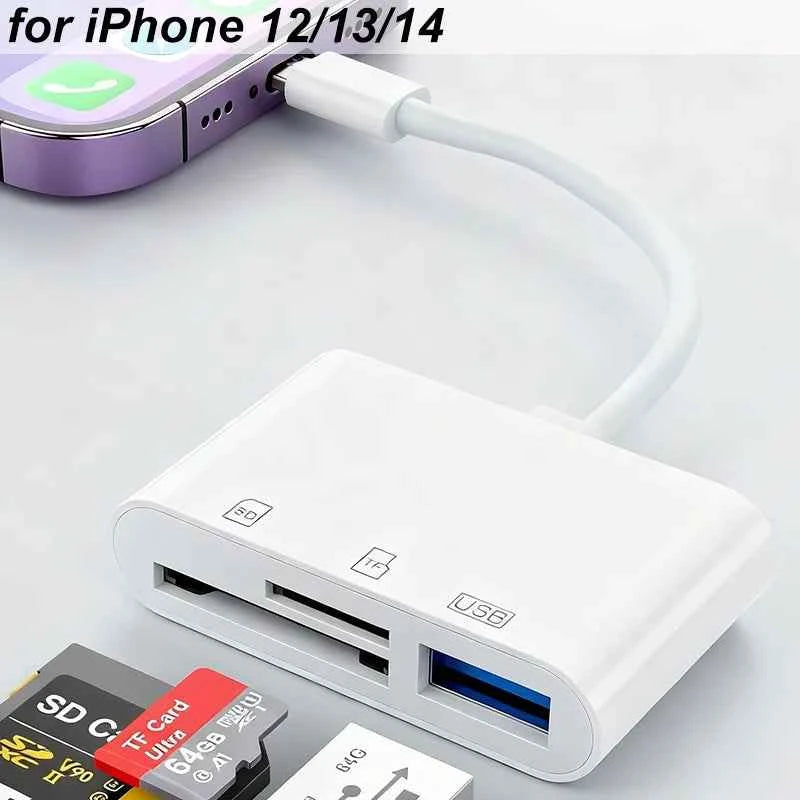 New 5 In 1 SD Card Reader USB HUB for iPhone 12 13 14 15 16 17 Huawei USB 3.0 Type C to SD TF Card Memory Reader OTG Adapter