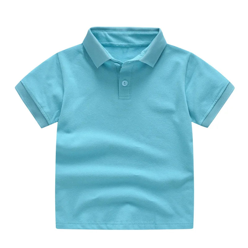 Summer Baby Boys Short Sleeve Solid Polo T-shirt Kids Cotton Clothes Toddler Girls Classical Polos T Shirt Tops School Uniform