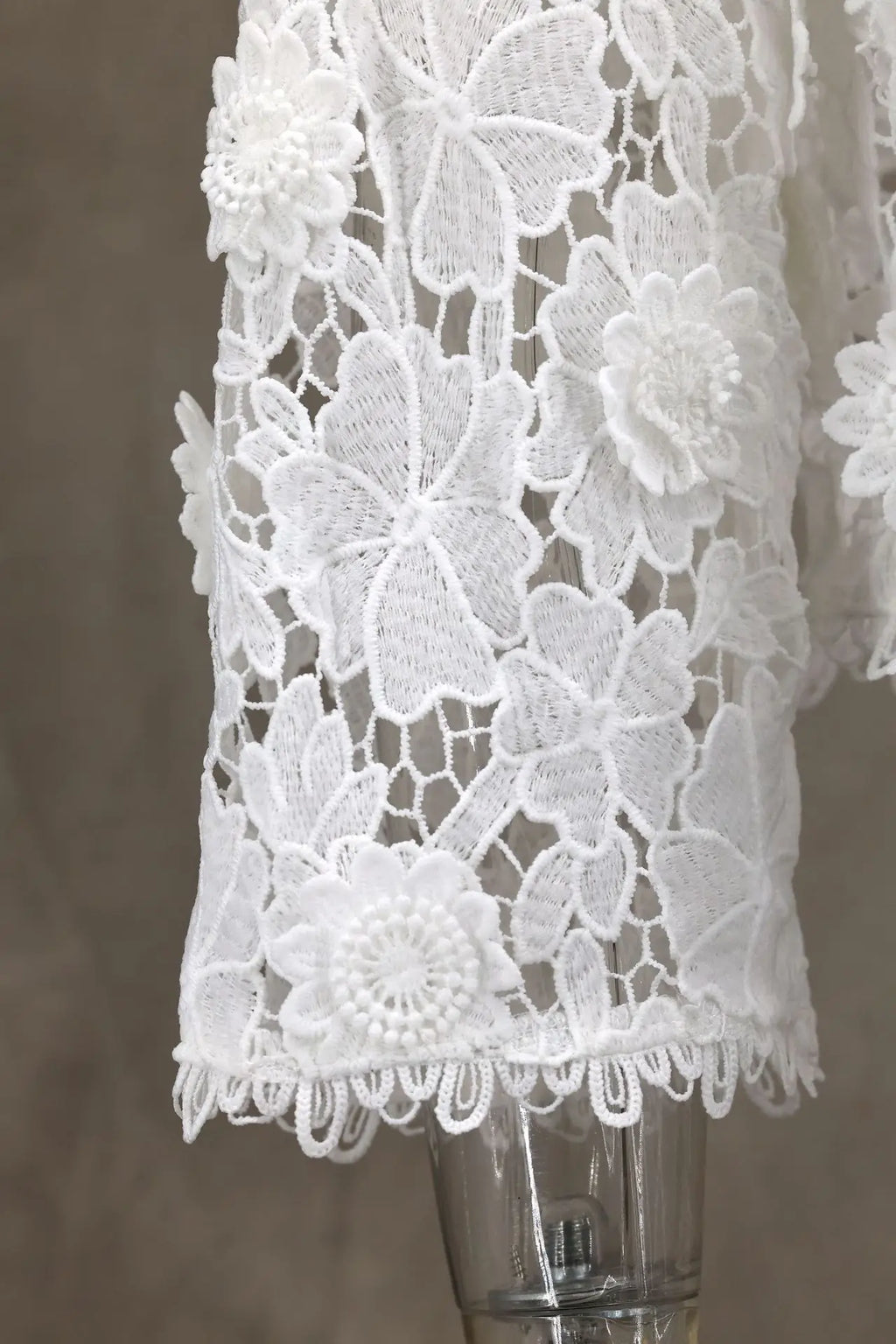 Summer Hollow Out Lace Loose Blouse Women V Neck Lace Flowers Single Breasted Long Sleeve Crop Tops Streetwear Fashion Shirts