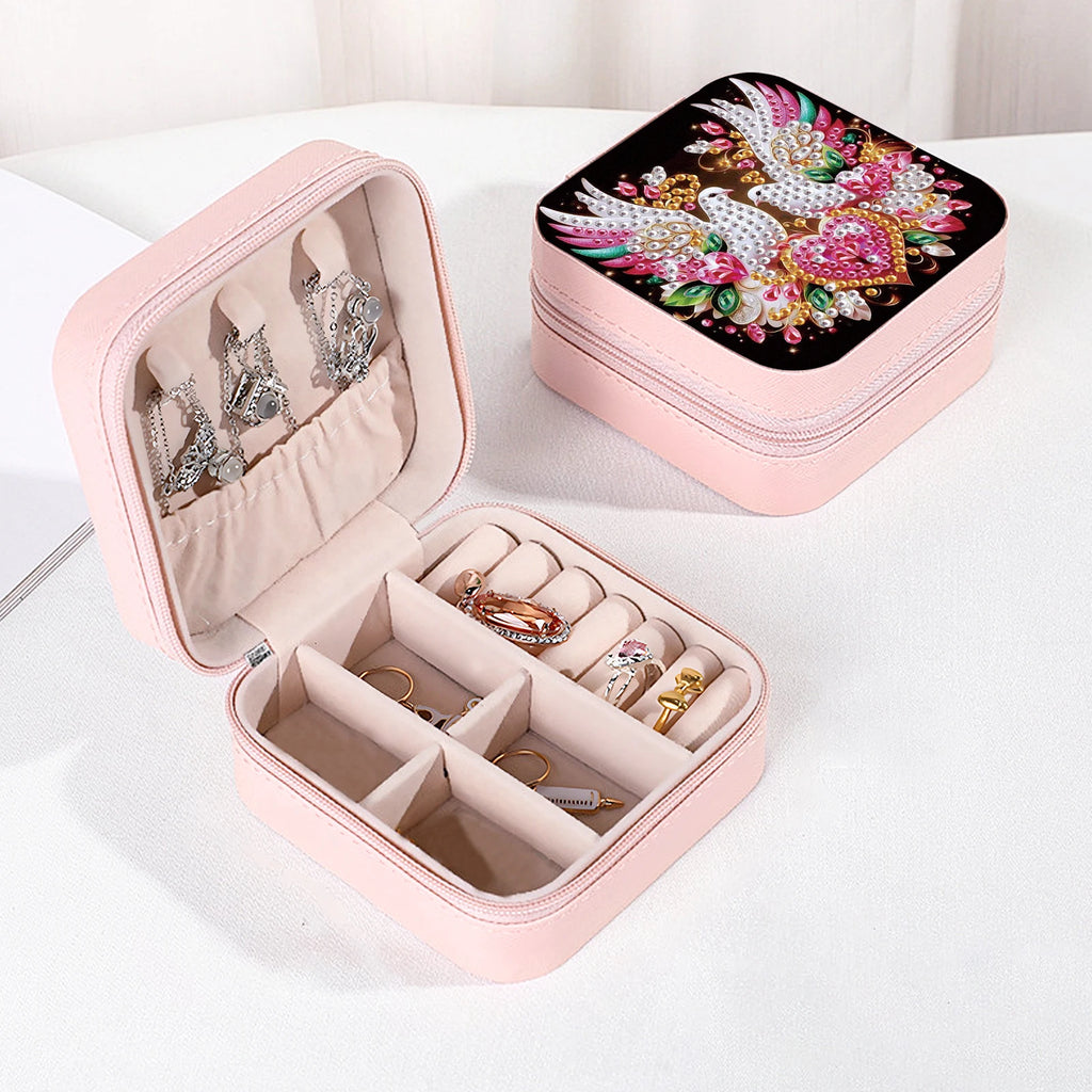 Diamond Art Painting Jewelry Organizer Box kit,DIY Pigeon Jewelry Box for Adults, Portable Jewelry Case Jewelry storage Gifts