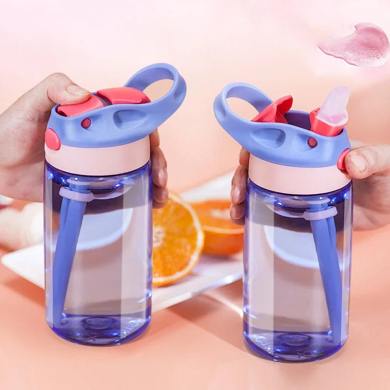 480ml Water Bottle with Straw Kids Girls Portable Travel Bottles Cup Gym Sports Fitness Summer Cold Water Juice Drinking Bottle