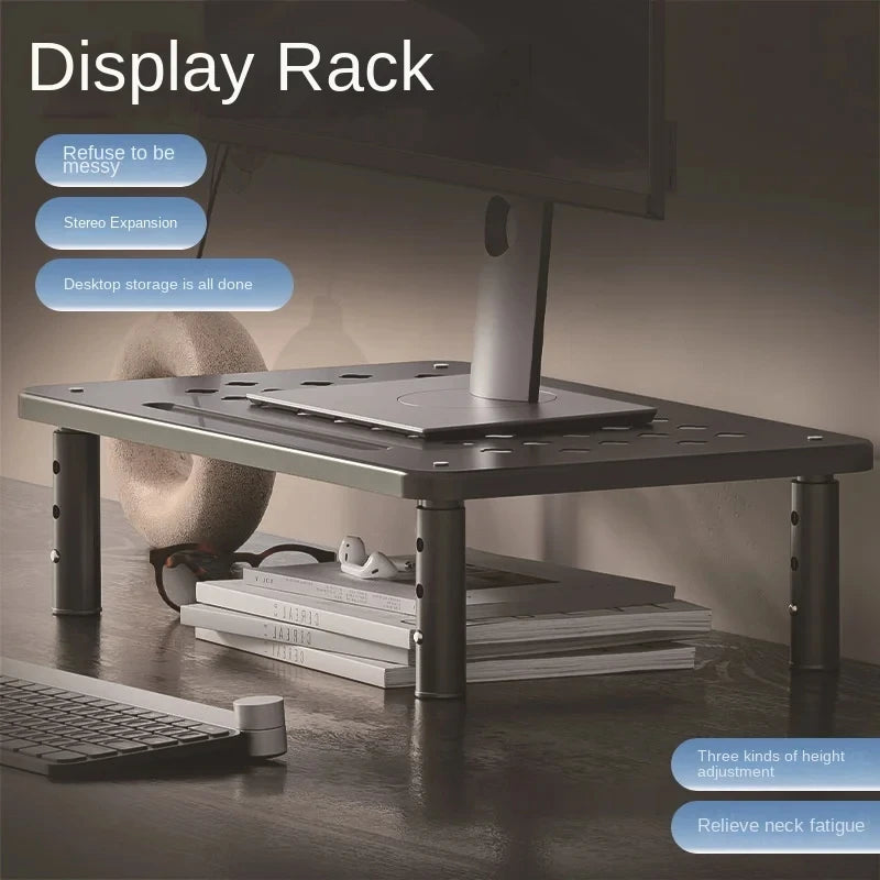 Adjustable Computer Rack, Telescopic Monitor Holder, Elevated Screen Stand to Relieve Neck Fatigue, Practical Office Storage Sup