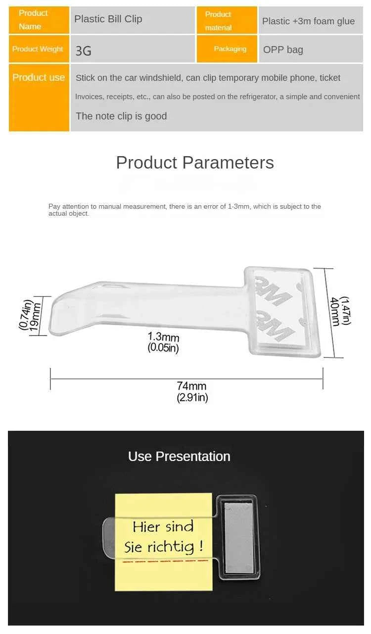 2pcs Transparent Car Vehicle Parking Ticket Receipt Permit Card Holder Clip Sticker Windscreen Plastic Universal Car Accessories