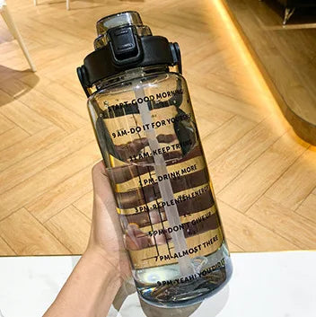 2-liter plastic water bottle, straw sports fitness cup, large portable travel water bottle