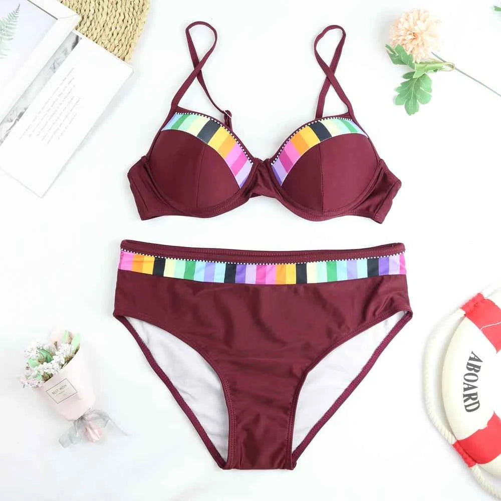 CPUTAN Vintage Bikini Set Push Up Biquini 2024 Two Piece Swimwear Women's Swimsuit Plus Size Brazilian Bathing Suit Beachwear