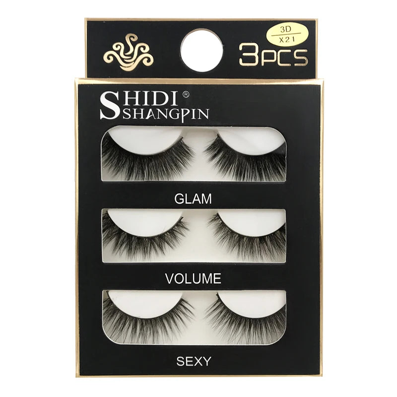 SHIDISHANGPIN 3 pairs 27 styles 3D Faux Mink Hair Soft False Eyelashes Fluffy Wispy Thick Fake Lash Handmade Eyelash Eye Makeup