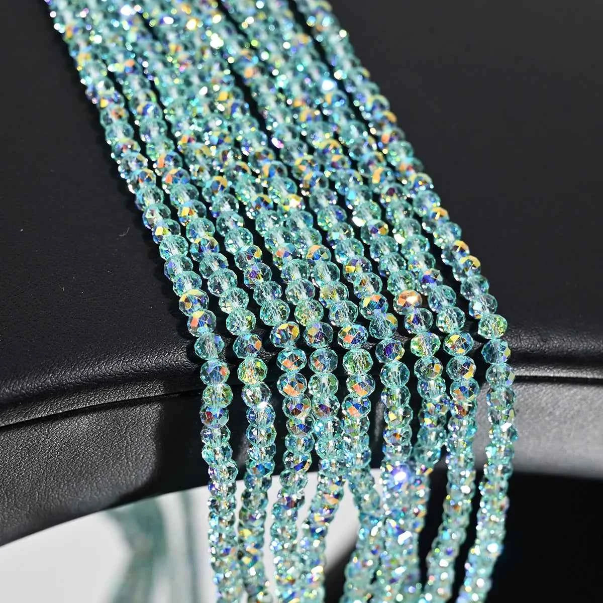 1 Strand 4MM Artificial Crystal Glass Beads Round AB Clear Faceted Loose Spacer Bead for Jewelry Making DIY Bracelet Necklace