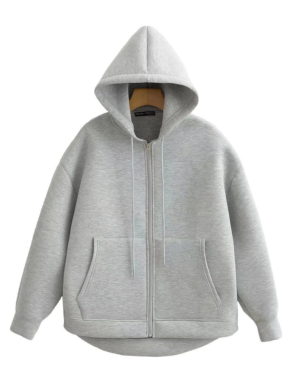 HH Winter New Women's Zipper Hoodie Coat High Street Double Pockets Jakcet Oversize Loose Sweatshirts Outerwear Top