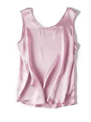 SuyaDream. Women Basic Cozy Tanks, 100%Real Silk, O neck Sleeveless Chic T Shirt, 2025 Solid Summer Vests, White, Pink, Beige