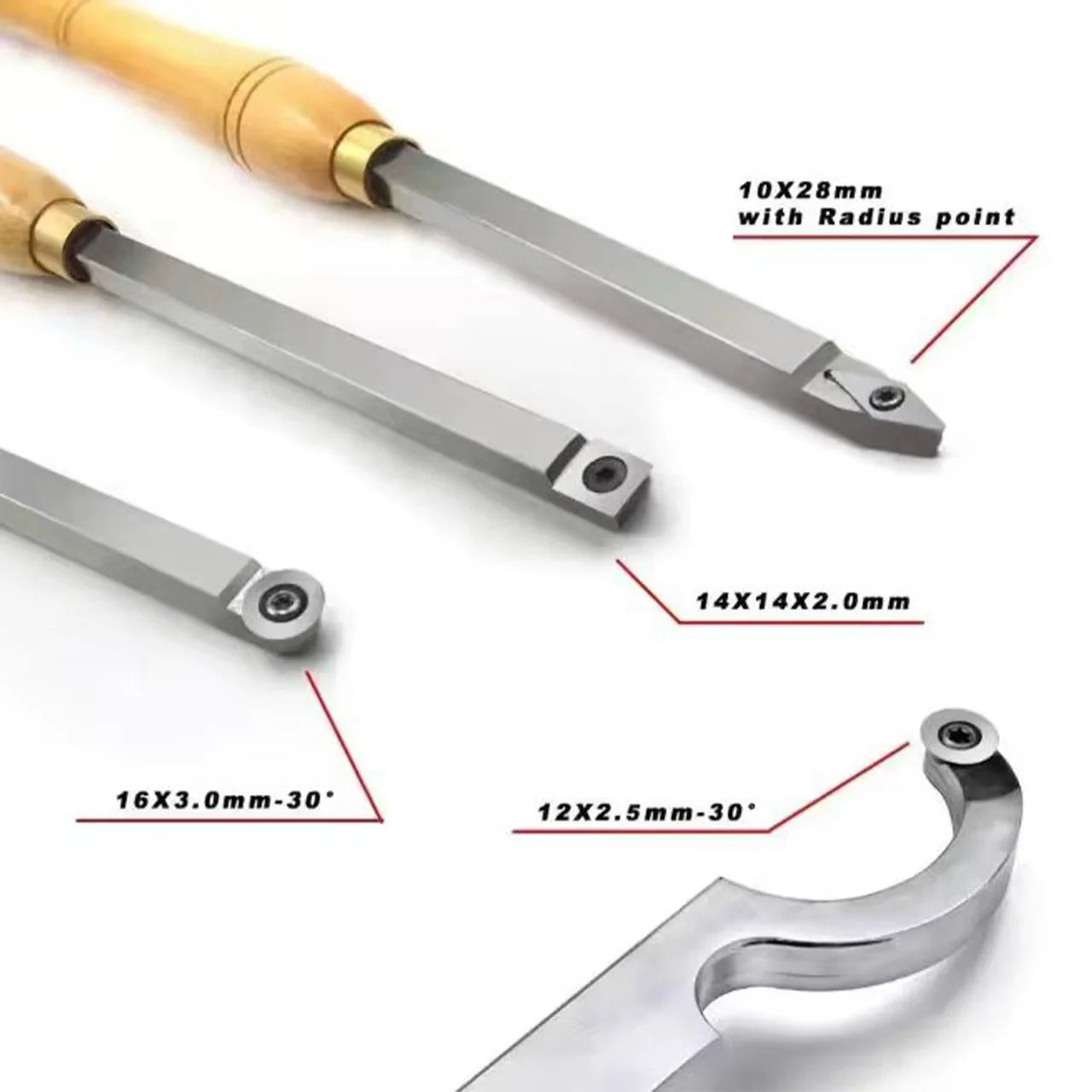Wood Lathe Tool Handles, Wood Lathe Cutters, Carbide Finishing Tools, Roughing Tools, Medium Finishing Tools, Premium Lathes, Id
