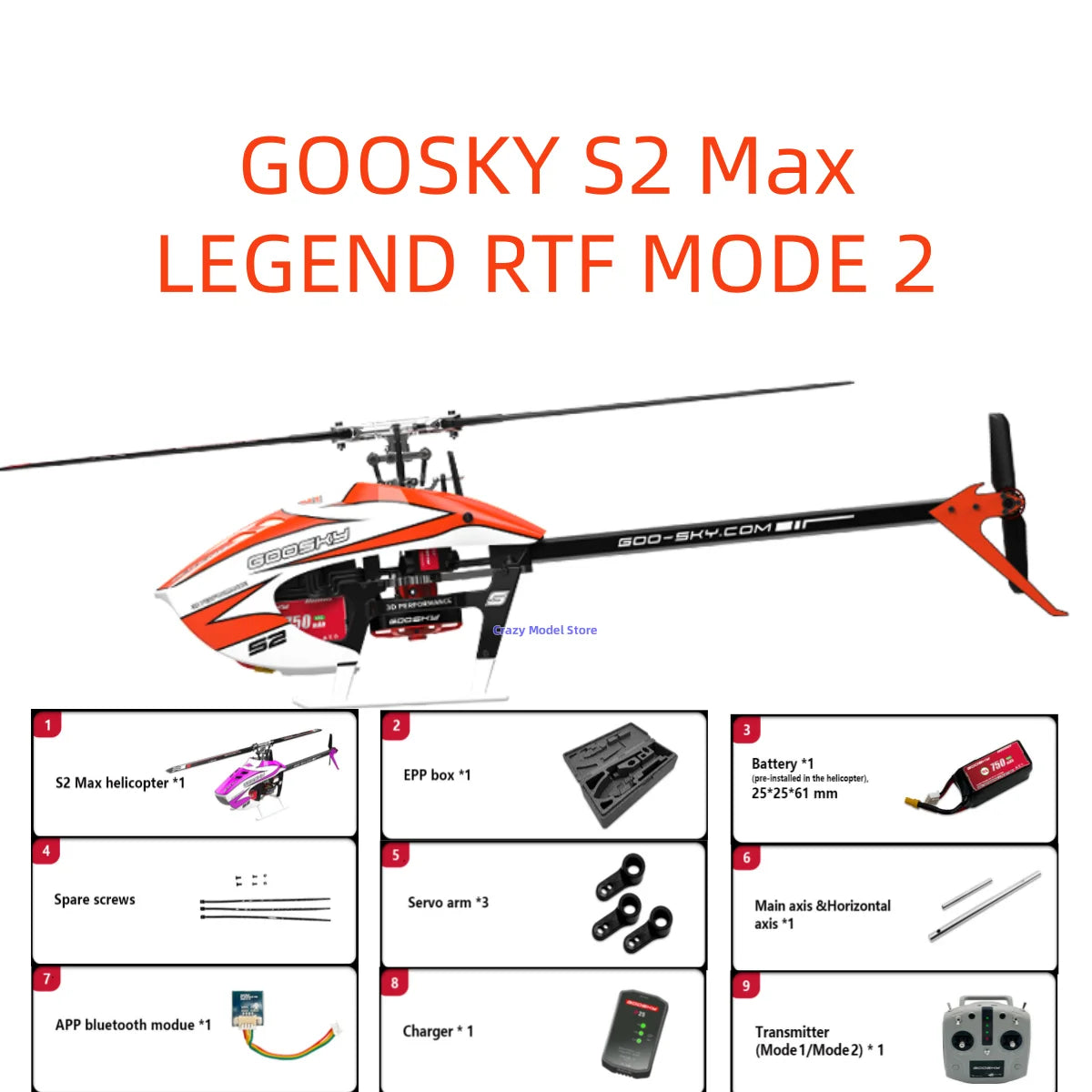 In Stock GOOSKY S2 Max LEGEND 6CH 3D Helicopter