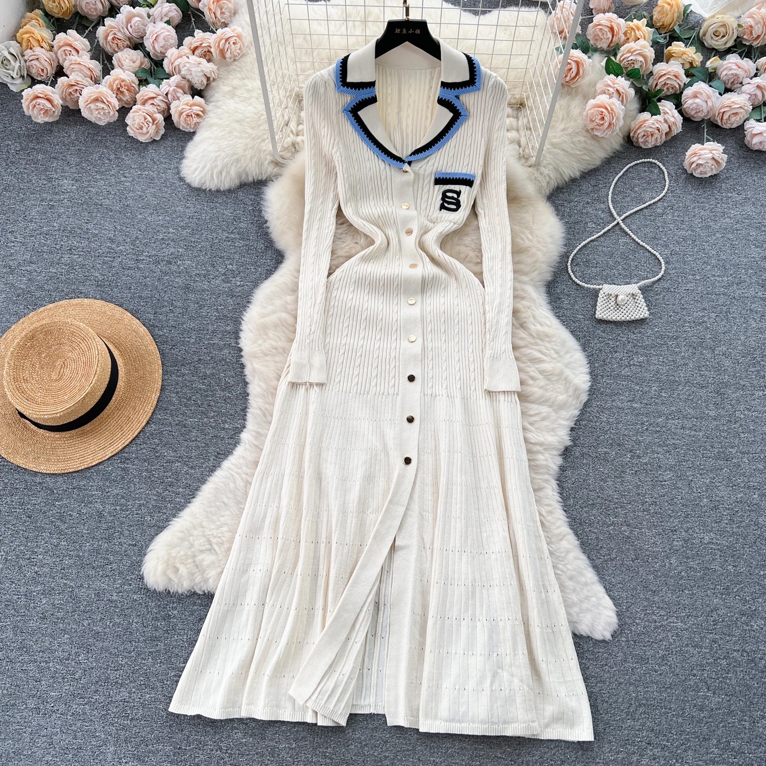 SINGREINY Autumn Winter Wear Dress Women Polo Single Breasted Pocket Design Bodycon Knitting Temperament Sweater Long Dresses