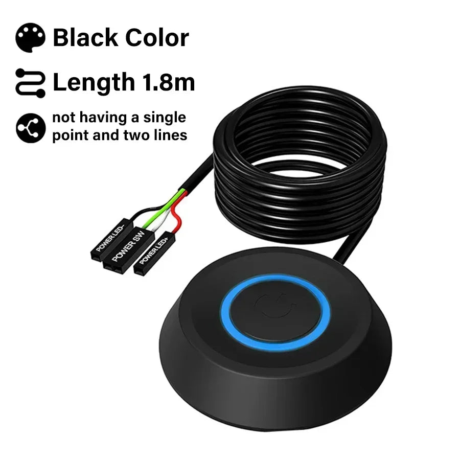 1.8M Computer Desktop  Extension Cable Switch Round Startup Switch Home Office PC Motherboard External Start Power On/Off Button