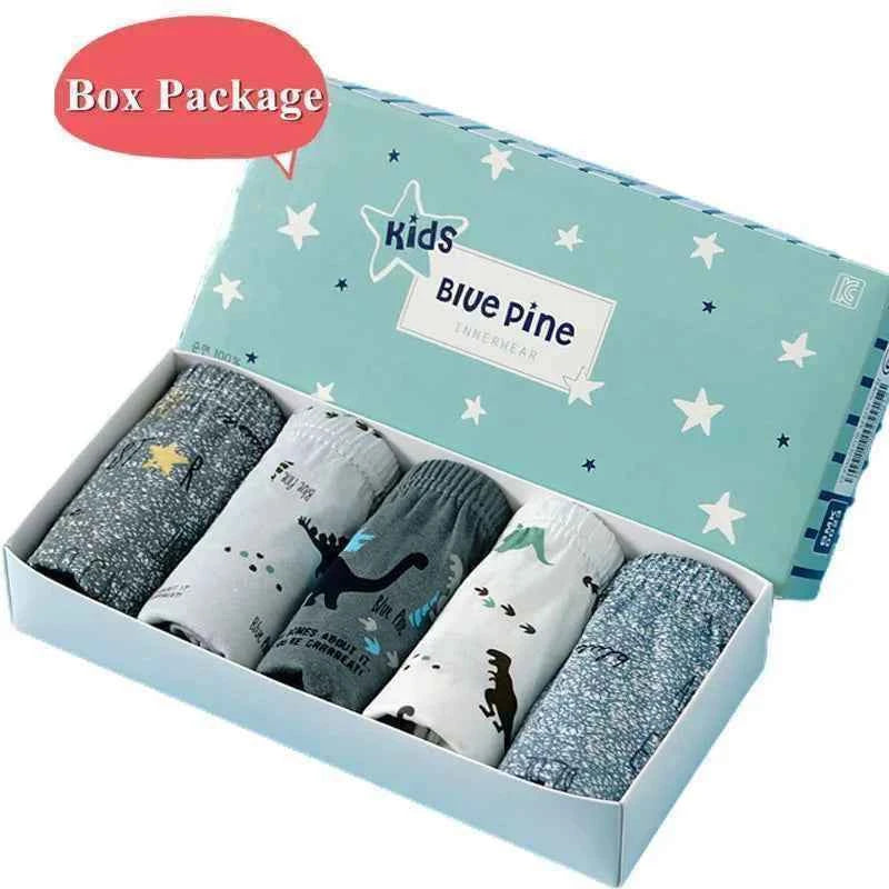 Exquisite Box Package Boys Underwear Soft Breathable Cotton Briefs For Boys Cartoon Dinosaur Kids Panties Knickers Multipack