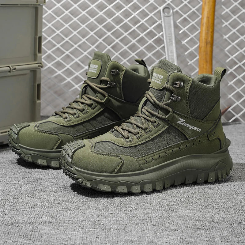 2026 New Outdoor Boots Men's High Top Thick Bottom Tactical Shoes Large Size 47 Hiking Sports Workwear Shoes 48 Casual Style