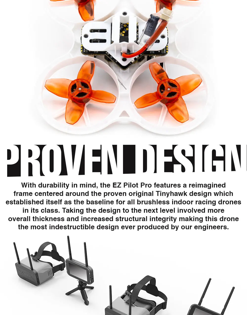 Emax EZ Pilot Pro 80mm 3inch Indoor FPV Racing Drone RTF with E8 Transmitter Transporter 2 Goggles