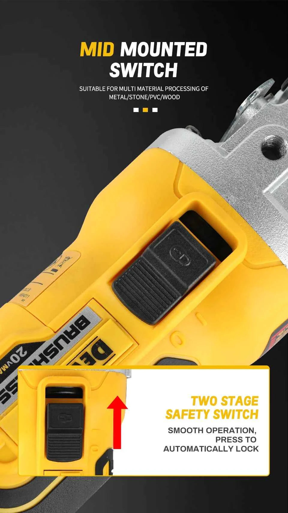 DEWALT DCG405FN 18V Max XR Brushless Cordless Angle Grinder - 125mm, 8500 RPM, Cutting & Polishing, Rechargeable Handheld Tool