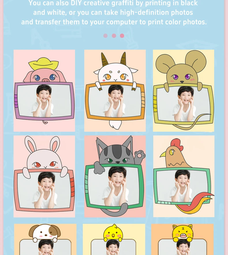 Kids Photo Camera Printer with Game Cute Bunny Mini Digital Video Child Instant Print Camera 4-12 Years Kids Girls Boyes Gifts
