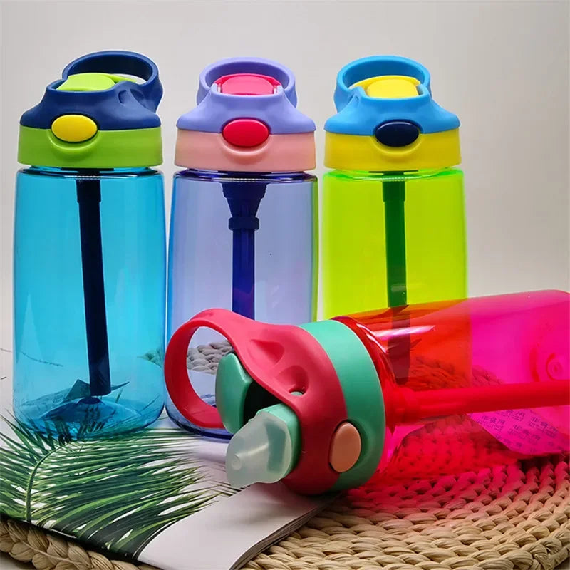 480ml Water Bottle with Straw Kids Girls Portable Travel Bottles Cup Gym Sports Fitness Summer Cold Water Juice Drinking Bottle