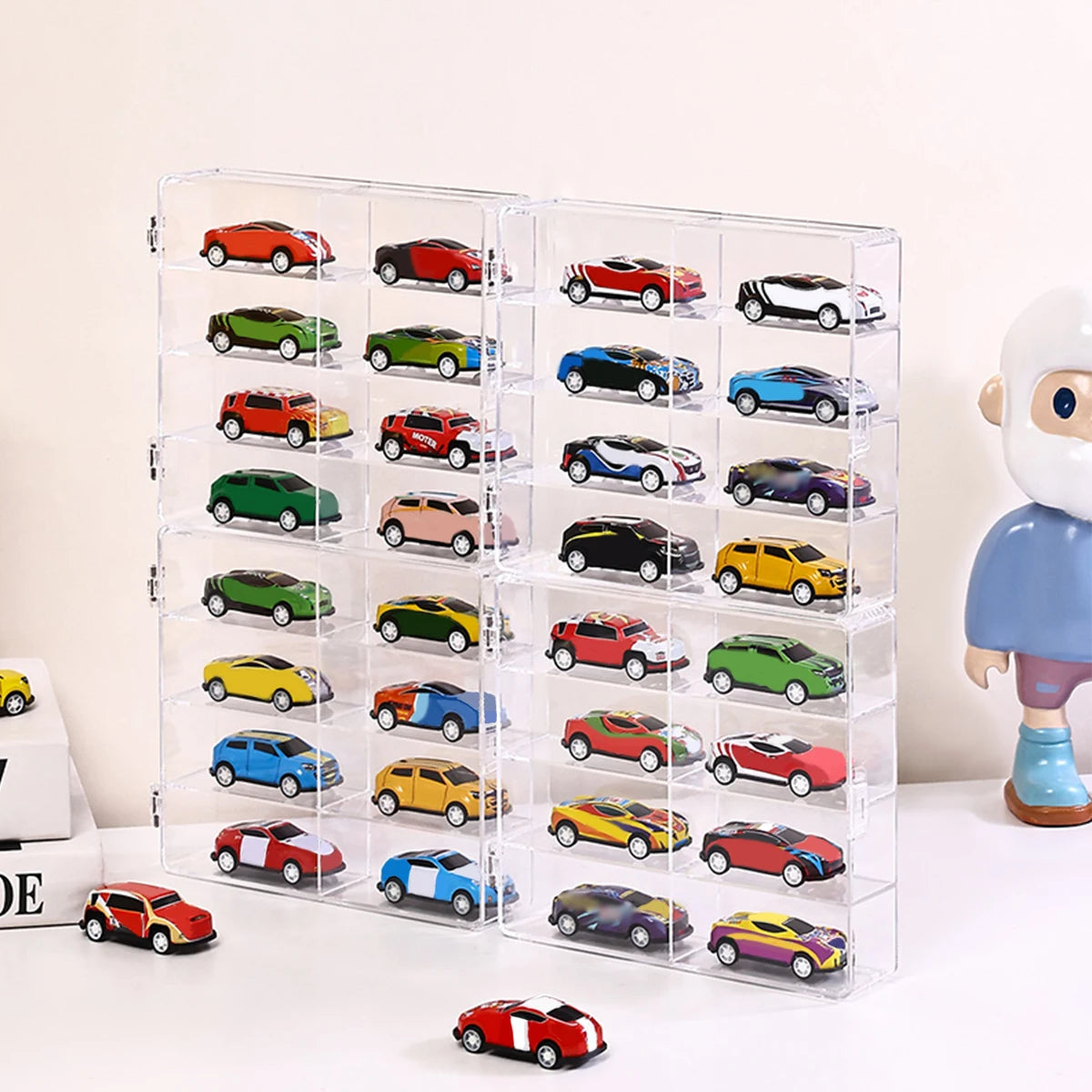 1pc Acrylic Transparent Stackable 1:64 Car Model Storage Box Toy Cabinet Rack Hair Accessories Jewelry Organizer