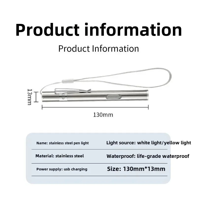 Mini Portable Medical Handheld LED Pen Light Flashlight USB Rechargeable Dental Nurse Flashlight, Rechargeable