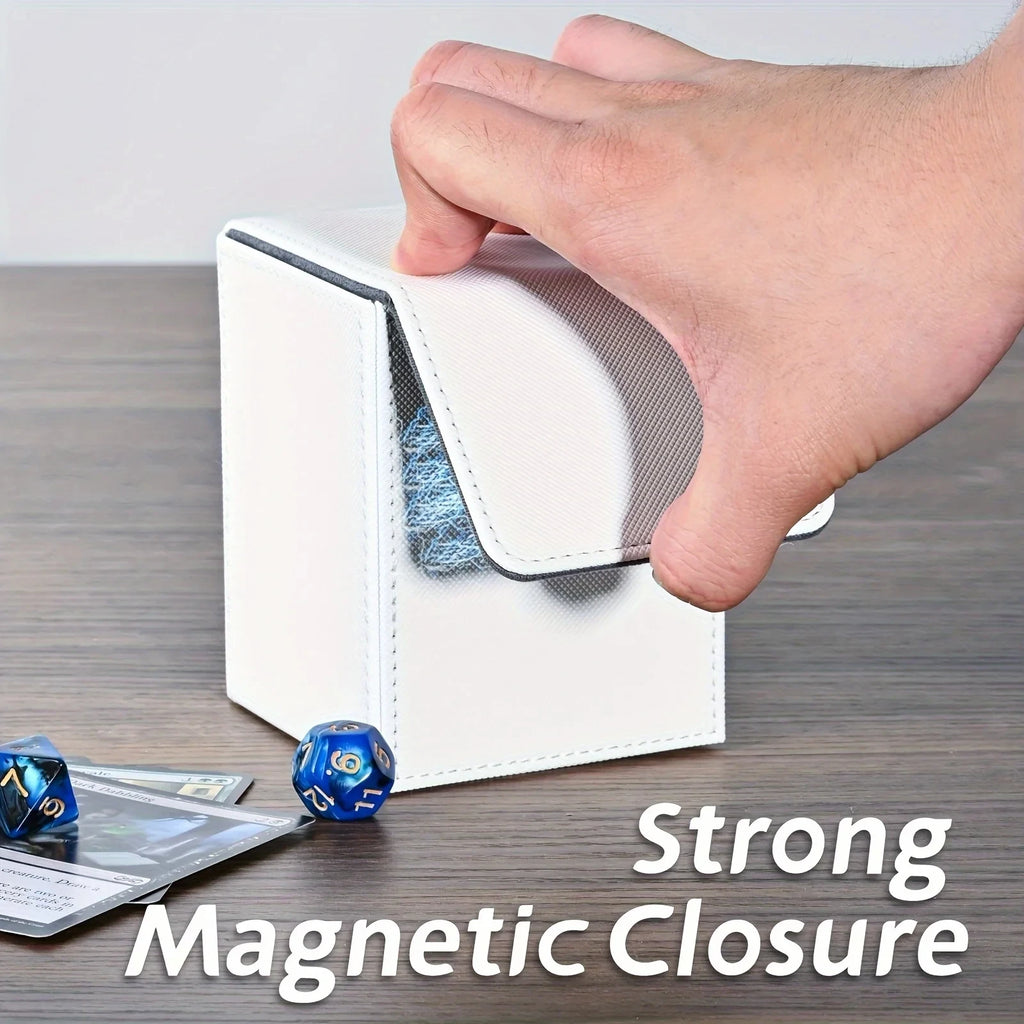 Card Deck Box,Card Storage Box holds 100+ Single Sleeved Cards, PU Leather Magnetic Closure for Magic cards TCG cards
