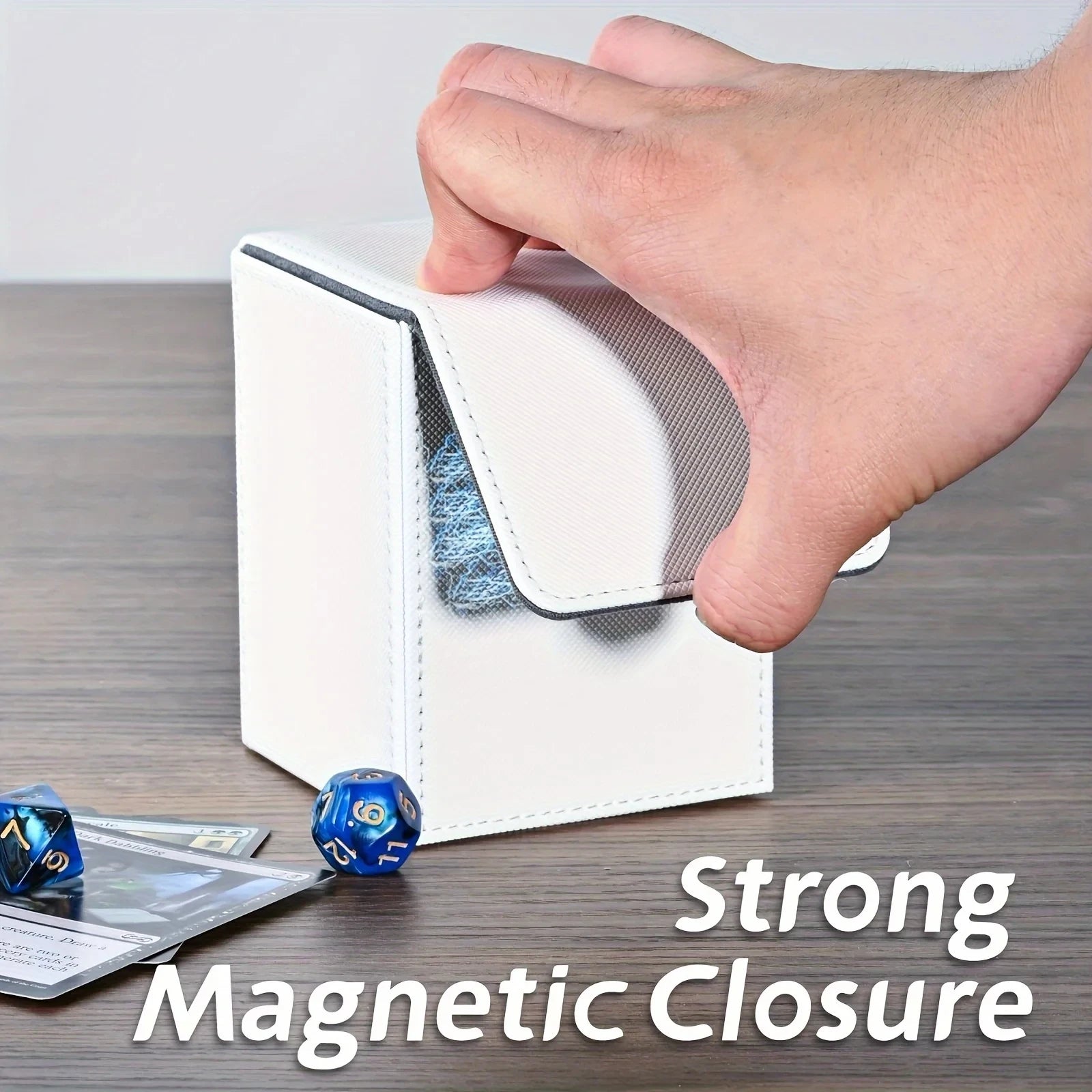 Card Deck Box,Card Storage Box holds 100+ Single Sleeved Cards, PU Leather Magnetic Closure for Magic cards TCG cards