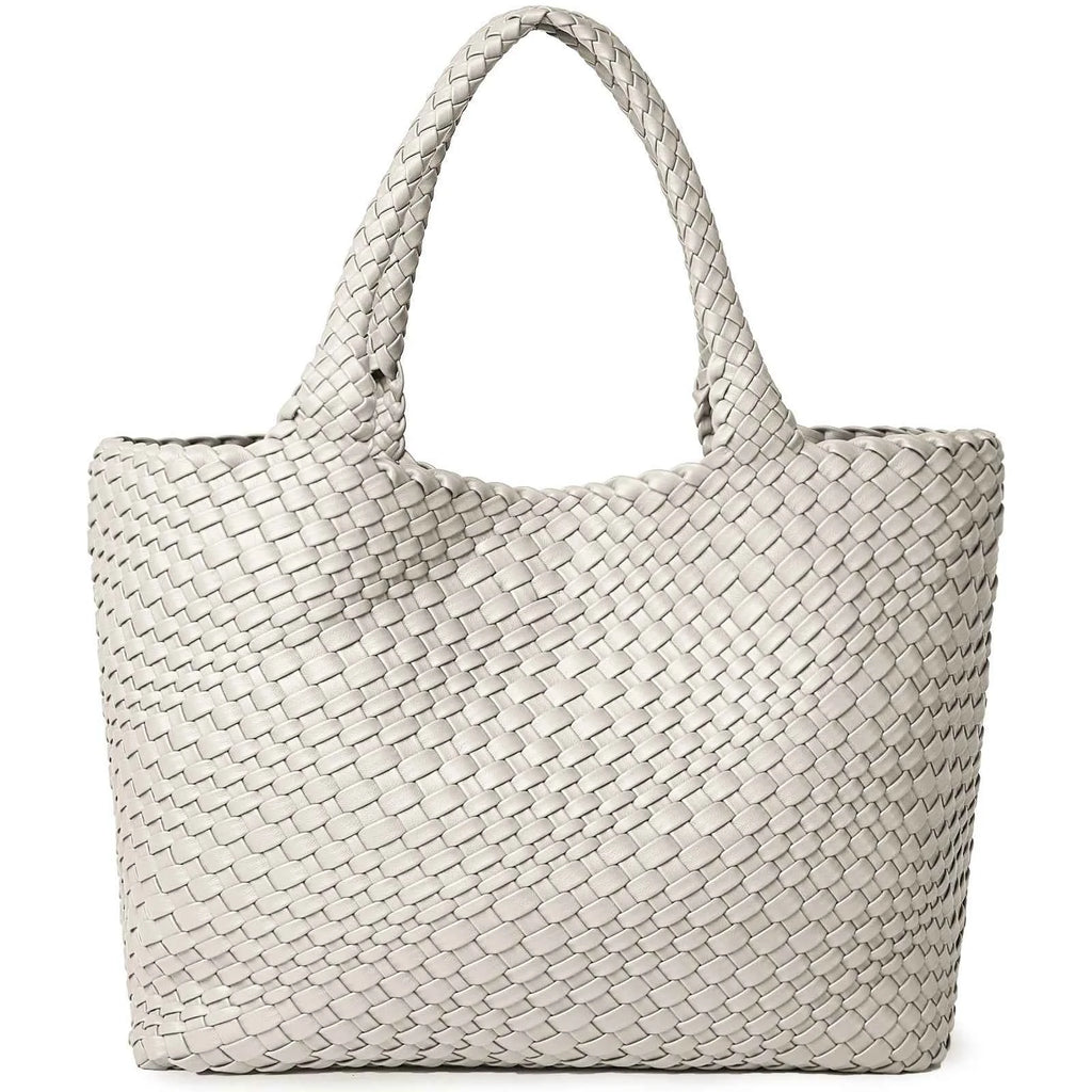 Woven Tote Bag Womens Purse Vegan Leather Shoulder Handbags - Fashion Summer Beach Tote Bags - Large Travel Totes