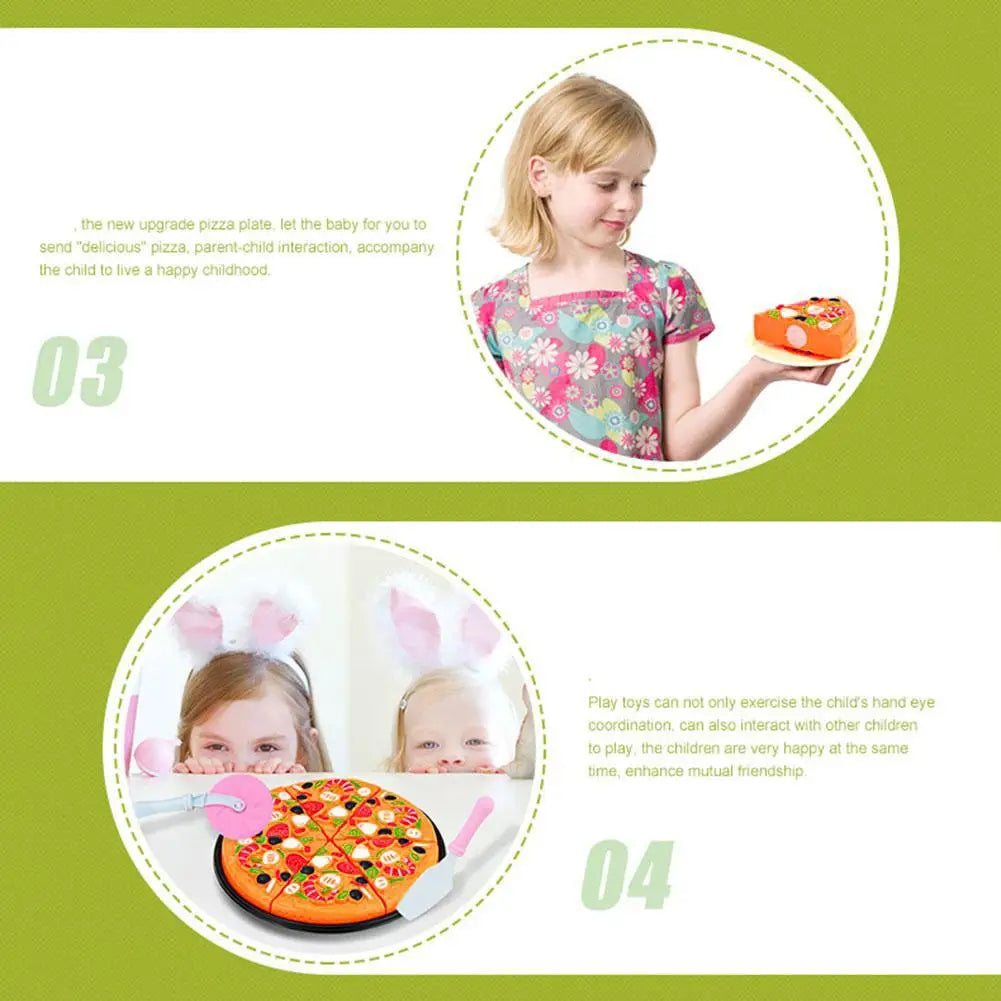 Kids Simulation Food Kitchen Toy Pretend Play Pizza with Cutter Children Interactive Toys Birthday Gifts for Boys And Girls