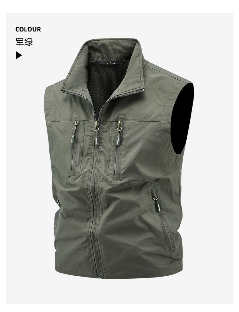 2026 New Waistcoat Men Middle-Aged Outdoor Fishing Summer Vest Casual Thin Tooling Waistcoat Large Size 5XL Vest