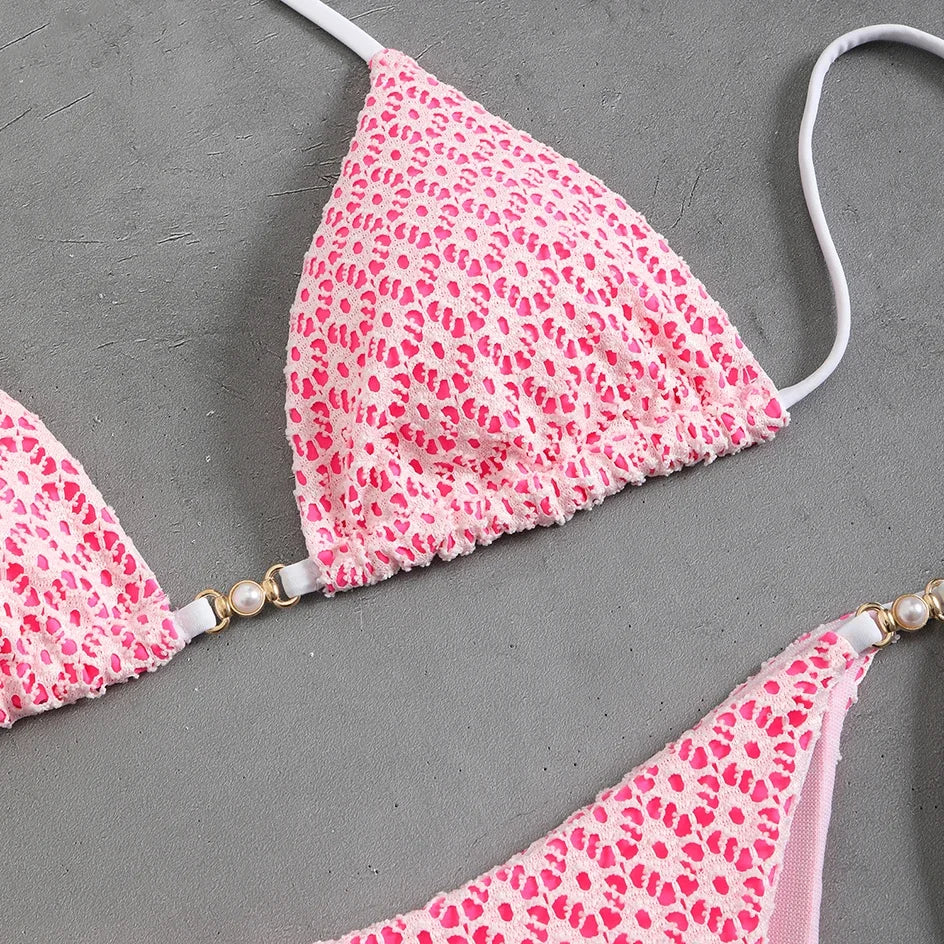 Sexy Micro Bikini 2025 Women Chain Swimsuit Female Swimwear Thong Bikinis Sets Brazilian Bathing Suit Beach Wear Lace Up Biquini