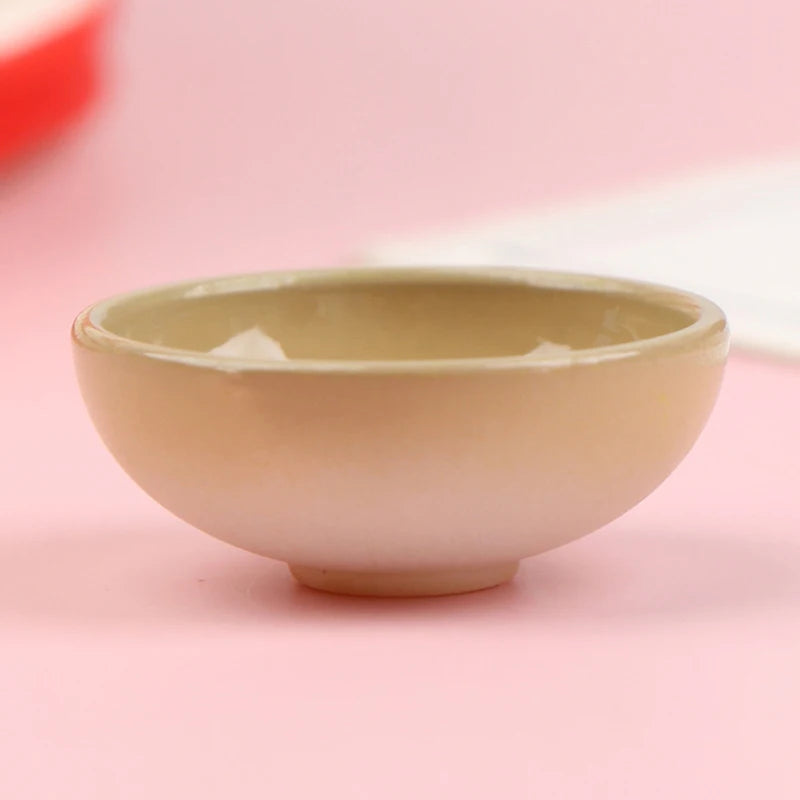 10pcs Dollhouse Miniature Bowl Dish Round Rice Bowl Tableware Dollhouse Kitchen Dining Accessory Resin Play House Toys