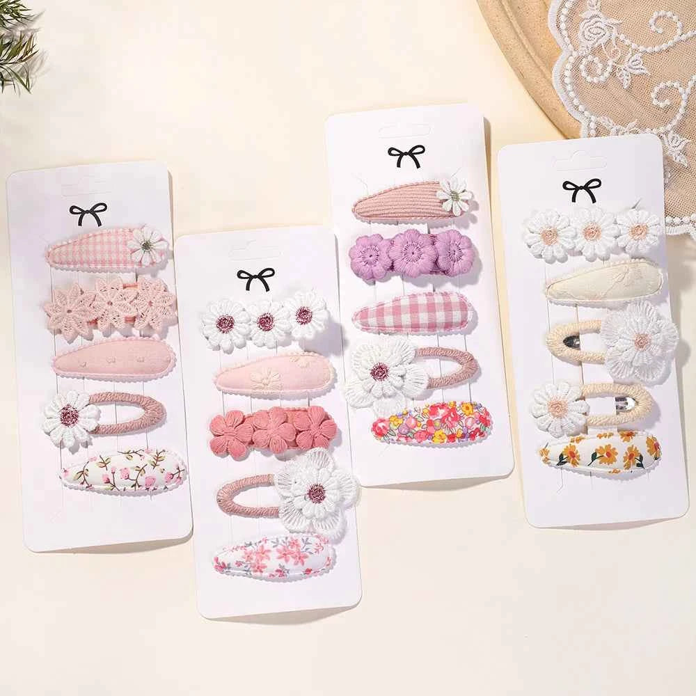 5Pcs/Set Kids Hair Accessories BB Clips Sweet Printe Hairbangs Hairclip Baby Girls Barrette Ins Style Daisy Hairpin Ornament