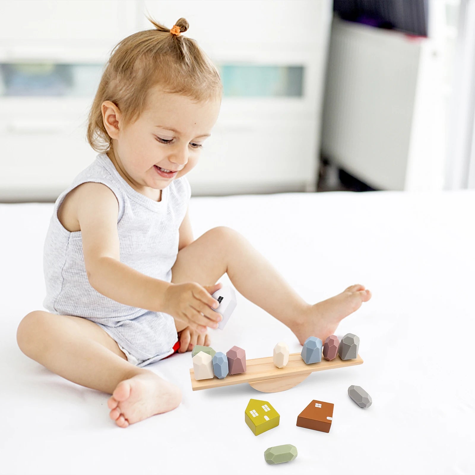 Baby Threading Toy Outer Space Wooden Seesaw Toy Blocks Board Games Montessori Hands-on Ability Educational Children Blocks Gift