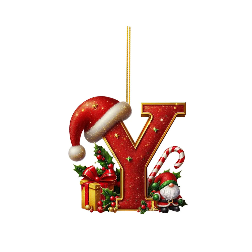 2D Home Decorations Ornaments 26 Letter Pendant For Christmas Tree Decor Christmas Ornaments Acrylic Flat Christmas Tree