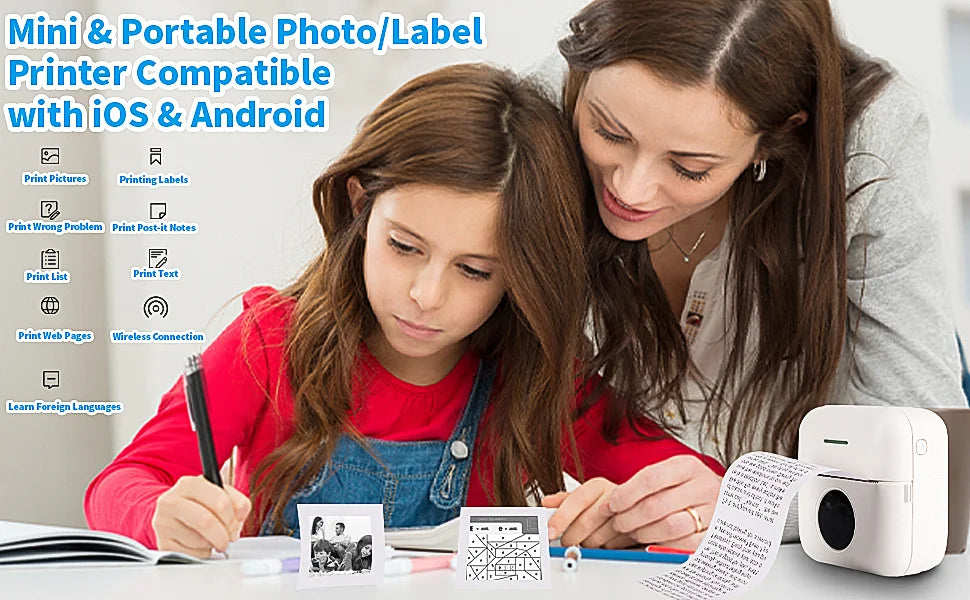 Thermal Portable Printer Mini Pocket Print Photo Thermal Label Printers With 57mm Printing Wireless BT Android And iOS Printers