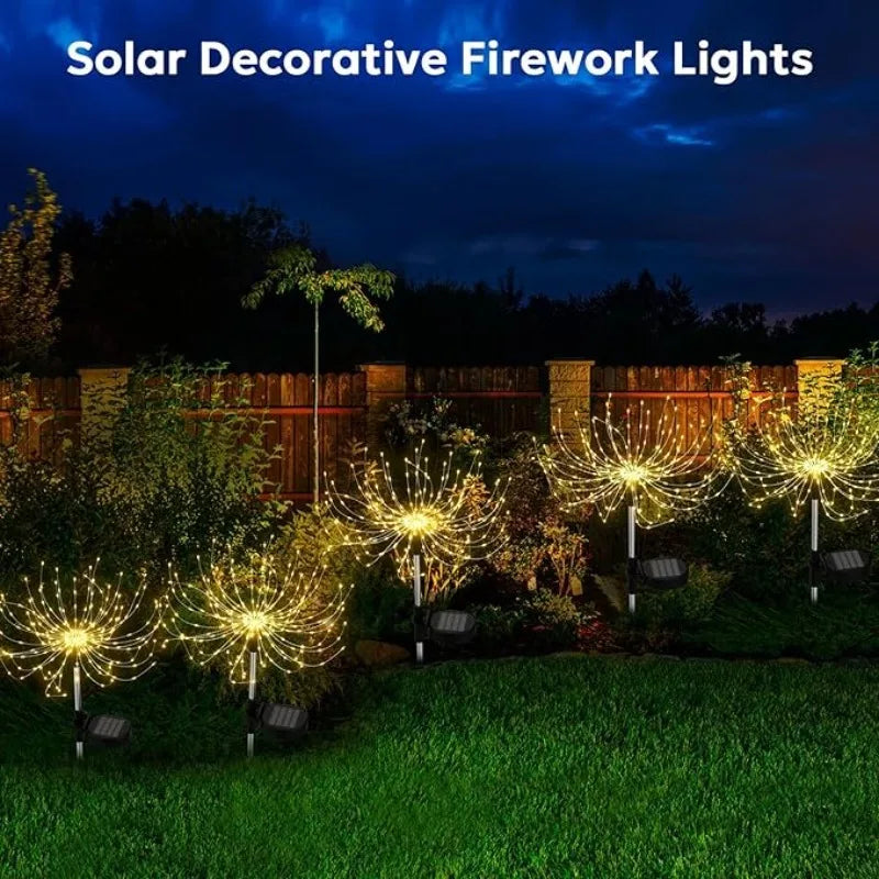 Solar Garden Lights Outdoor Waterproof Firework Lights Sparkles Landscape Fairy Light Decorations Light Yard Patio Pathway