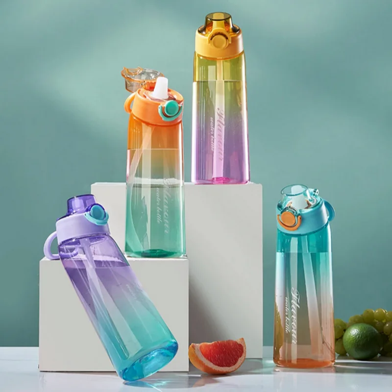 900ML Fragrant Water Bottle Air Flavored Drinking Bottle with Flavor Pods Outdoor Sports Scent Up Water Cup Straw Mug for Travel