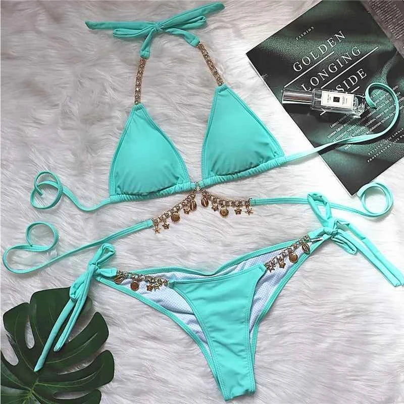Sexy Bikinis 2026 Women's Solid Color Swimwear Female Swimsuit Swim Wear Bathing Suit Brazilian Bikini Set Beachwear Pool Bather