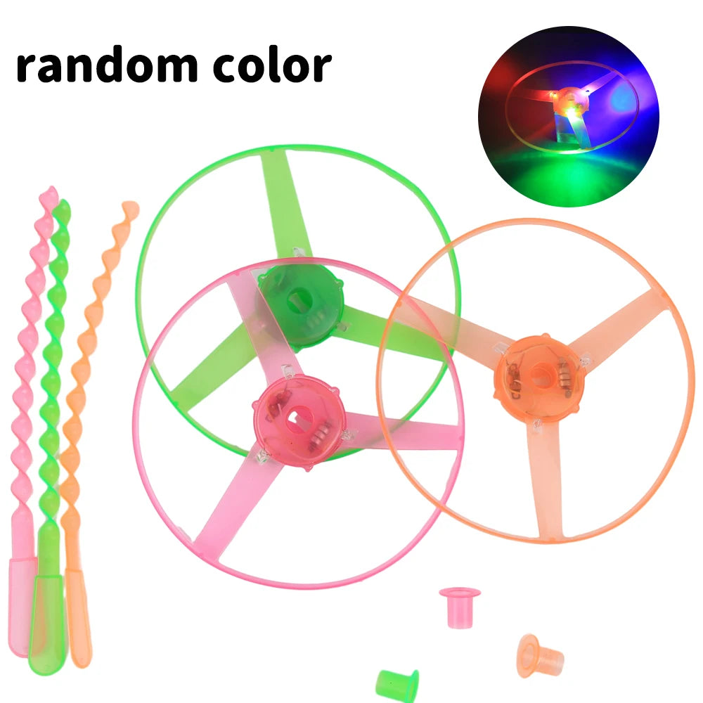 LED Luminous Bamboo Dragonfly Flying Saucers Outdoor Night Shooting Helicopters Flying Toys Kids Birthday Party Props Toy