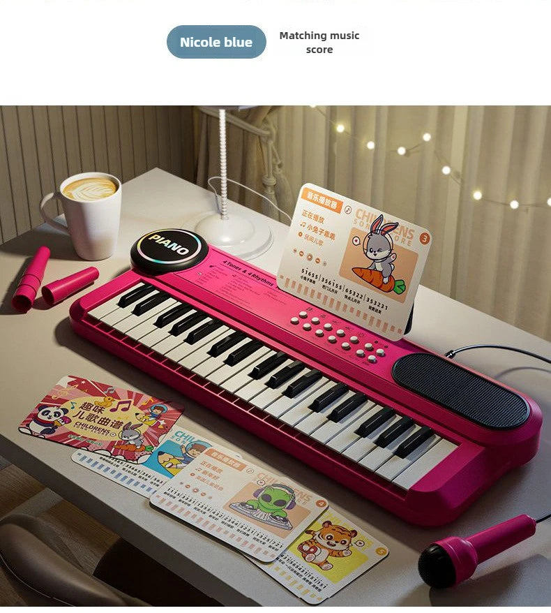 Kids Piano Keyboard 37-Key Multi-Functional Electronic Piano with Microphone Musical Instrument Educational Toy Children Gifts