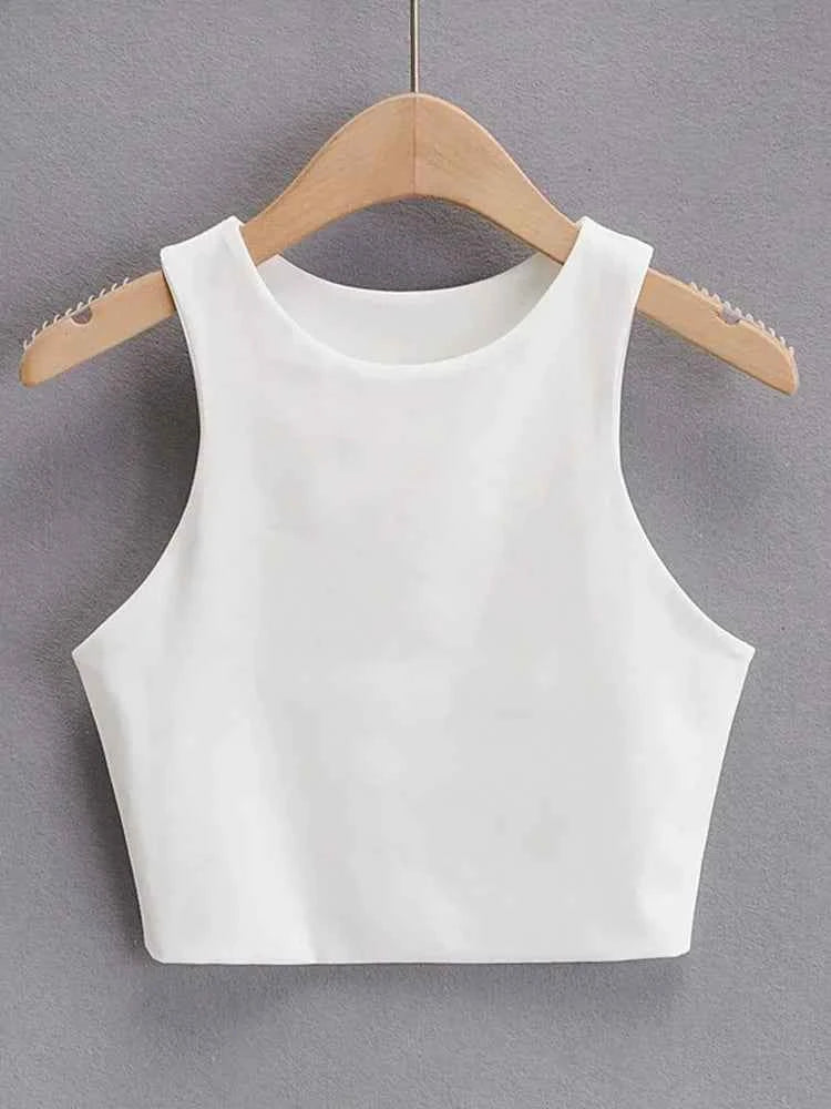 2024 Summer Fashion Women Sexy Slim Tops O-neck Sleeveless Double Nylon Ladies Good Quality Tank Tops 6 Colors