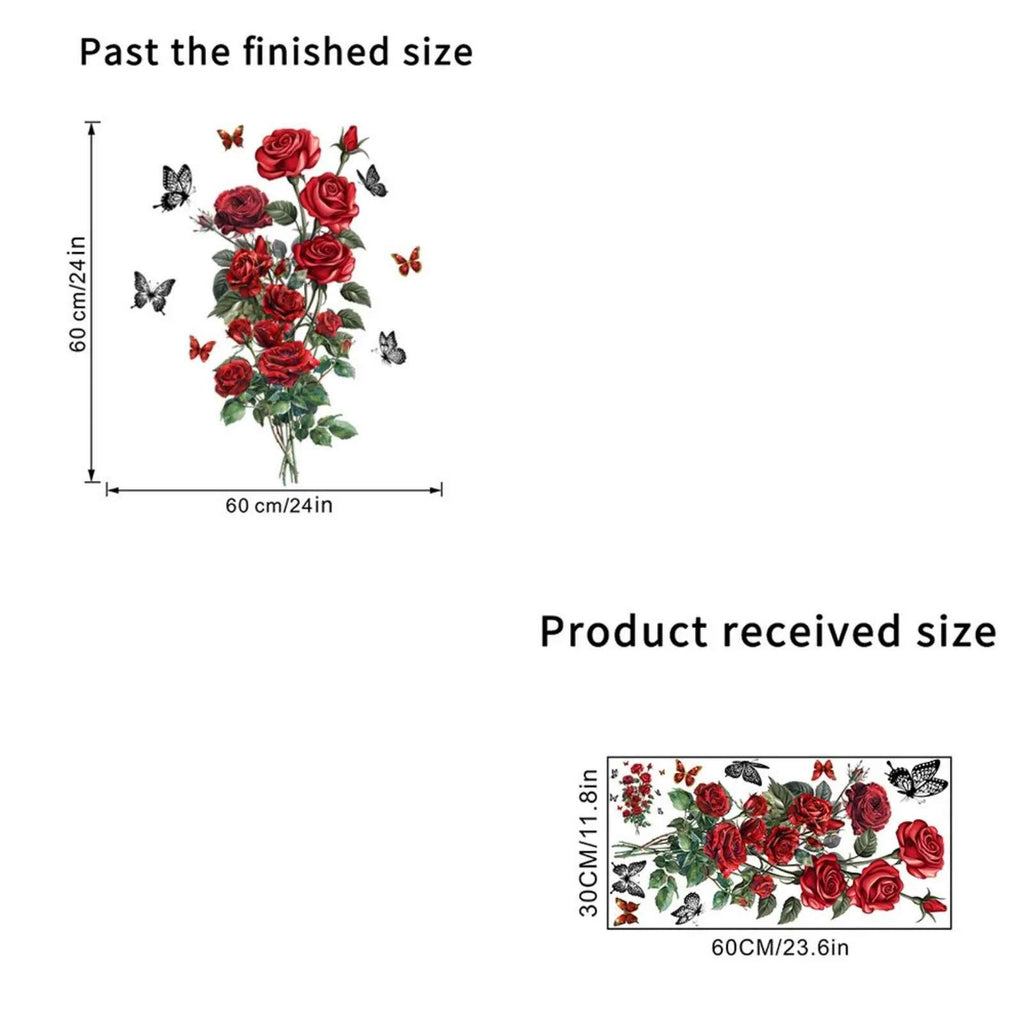DIY Self-Adhesive Red Rose Wall Stickers For Living Rooms Bedroom Background Wall Decoration Creative Sticker Mural Home Decor