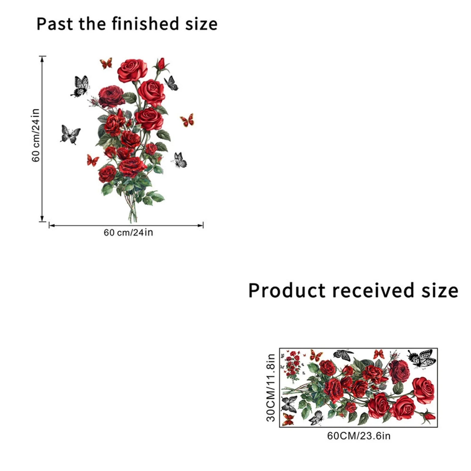 DIY Self-Adhesive Red Rose Wall Stickers For Living Rooms Bedroom Background Wall Decoration Creative Sticker Mural Home Decor