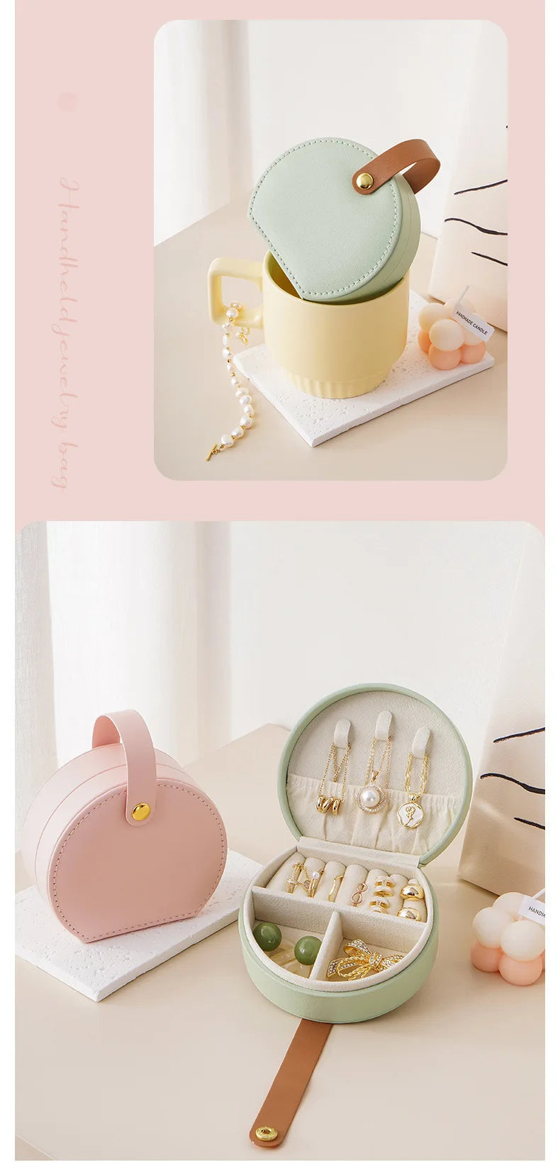 Mini Jewelry Organizer Display Travel Jewelry Case Boxes Earrings Necklace Ring Portable Handbag Jewelry Box Leather Storage