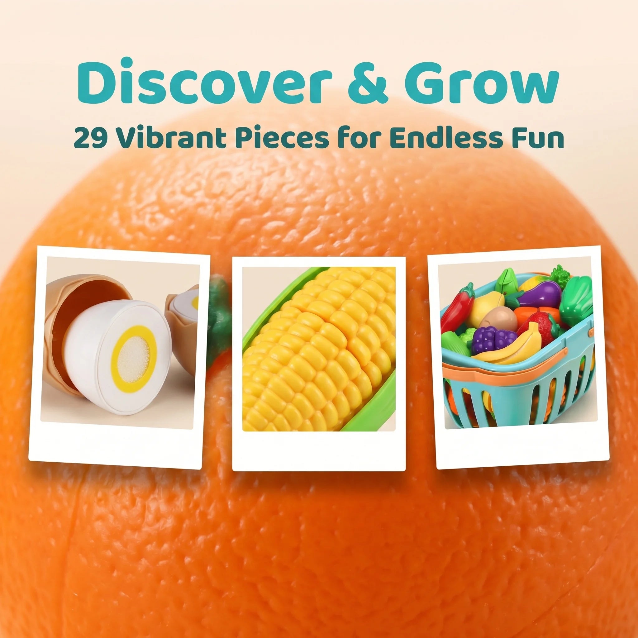 Kids Kitchen Pretend Play Food Toy Set with Cutting Features Random Fruit & Vegetable Accessories Storage Basket & Plastic Dishe