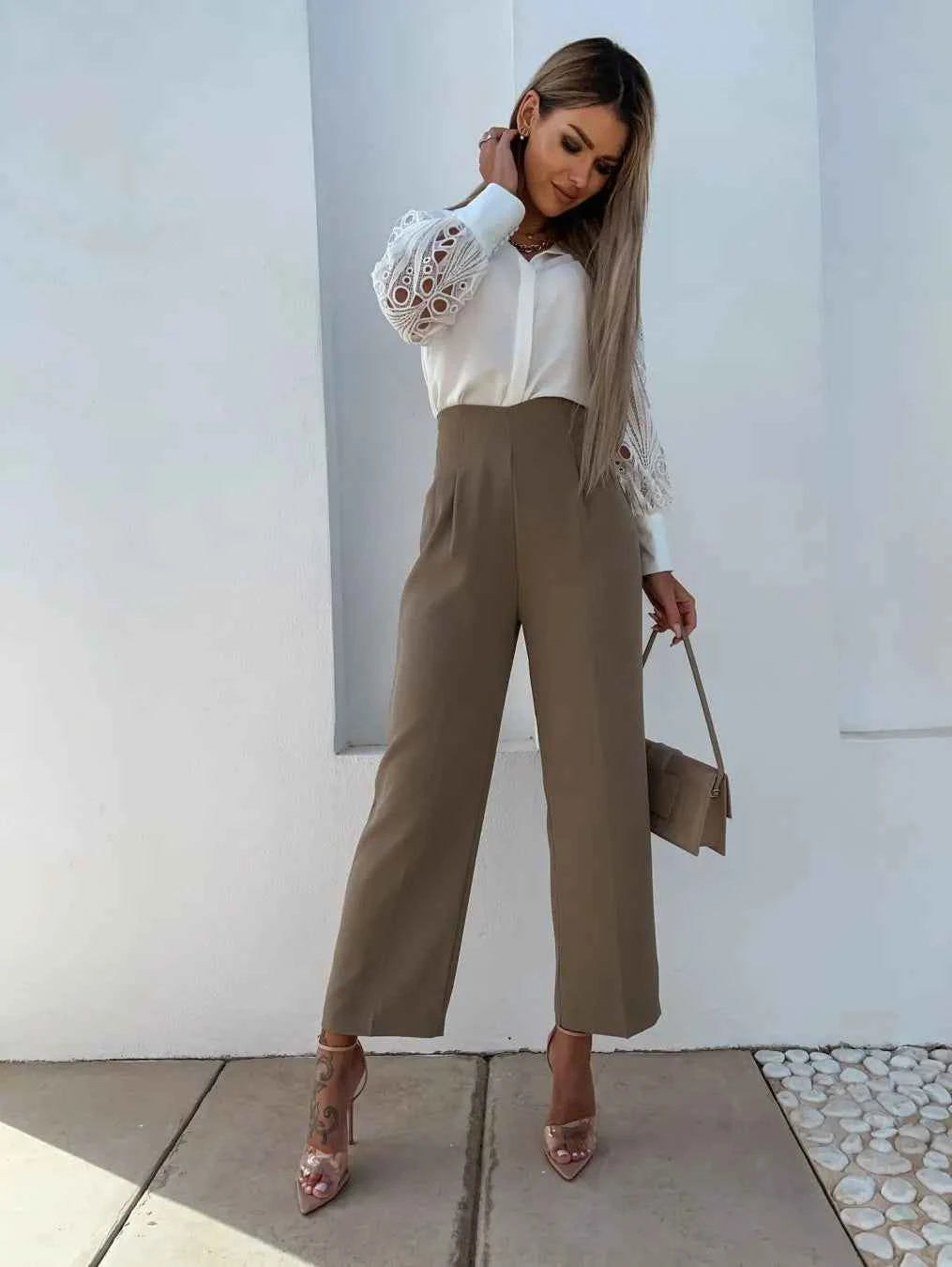 White Sexy Lace Hollow Out Women Blouse Autumn 2025 Spring Black Top Vintage Button Up Shirts Long Sleeve Mesh Design Tops 19948