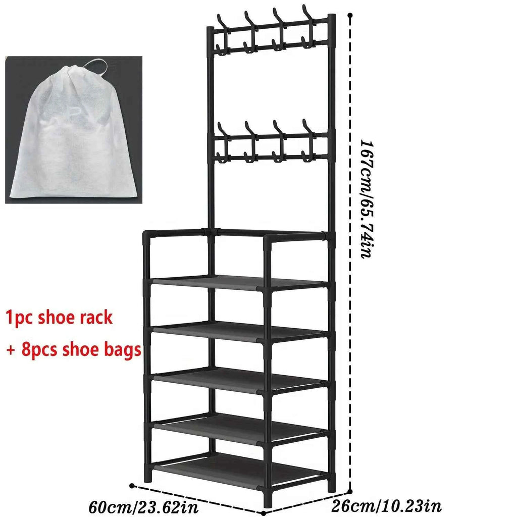 5-Level Metal Shoe Rack Tool-Free Setup Straightforward Design Multi-Purpose Shoes Boots And Sundries in Living Room Hallway