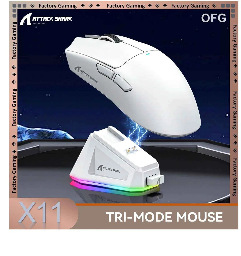 Attack Shark X11 & X11se Wireless Gaming Mouse,Bluetooth Tri-Mode Connection, PixArt PAW3311,Touch Magnetic Charging Base